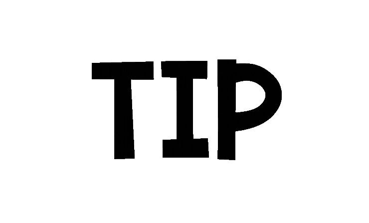 Bold black text spelling 'TIP' on a red background.